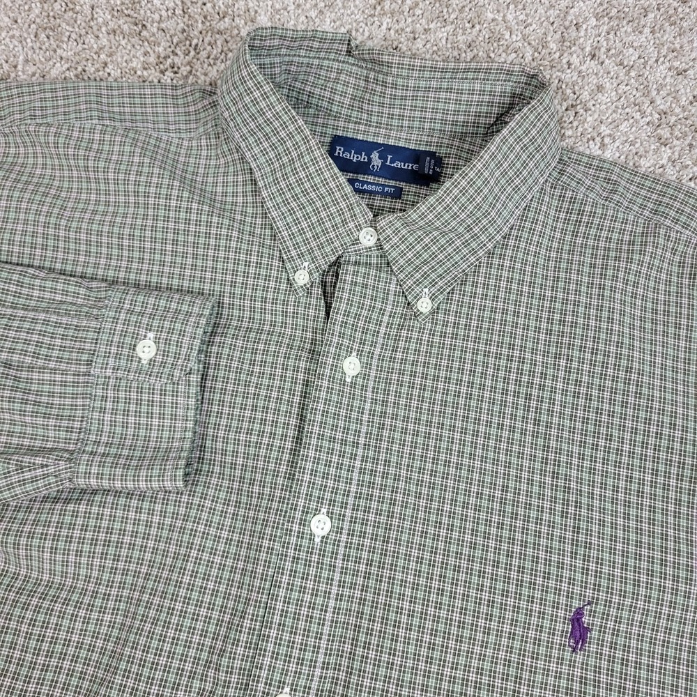 Ralph Lauren Classic Fit Mens 2XB Brown Plaid Pony Button Down Long Sleeve